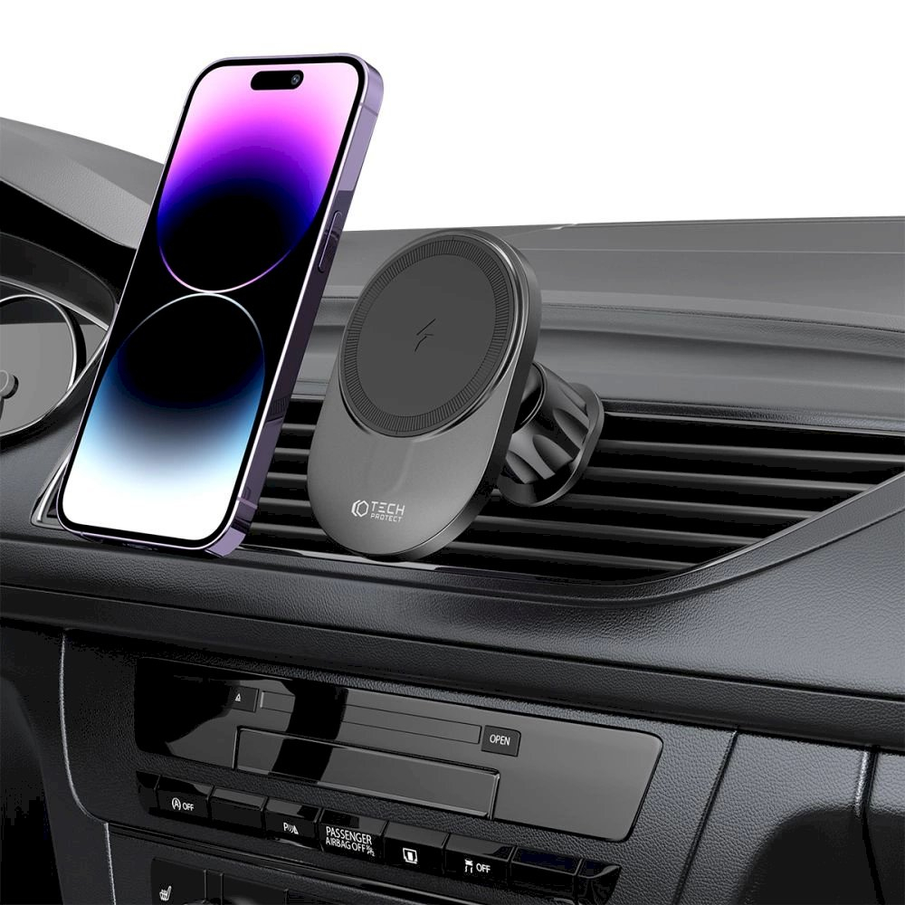 Tech-Protect MM15W-V1 car Telfono laikiklis MagSafe 15W inductive Įkroviklis  cockpit / air vent - Juodas 7 Tech-Protect MM15W-V1 car Telfono laikiklis MagSafe 15W inductive Įkroviklis  cockpit / air vent - Juodas 7