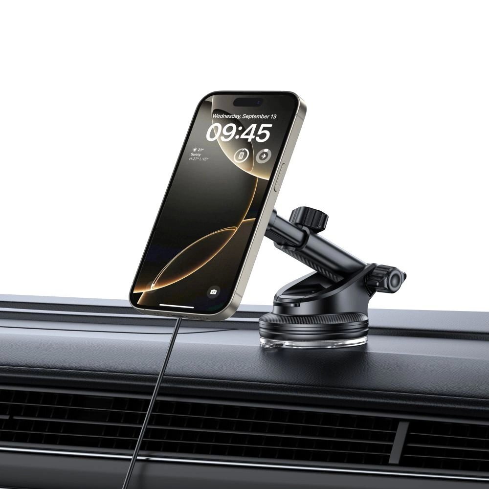 Automobilinis laikiklis Tech-Protect MM15W-V4 magnetinis MagSafe 15W prietaisų skydeliui / stiklui / vėdinimo angai – juodas 8 Automobilinis laikiklis Tech-Protect MM15W-V4 magnetinis MagSafe 15W prietaisų skydeliui / stiklui / vėdinimo angai – juodas 8