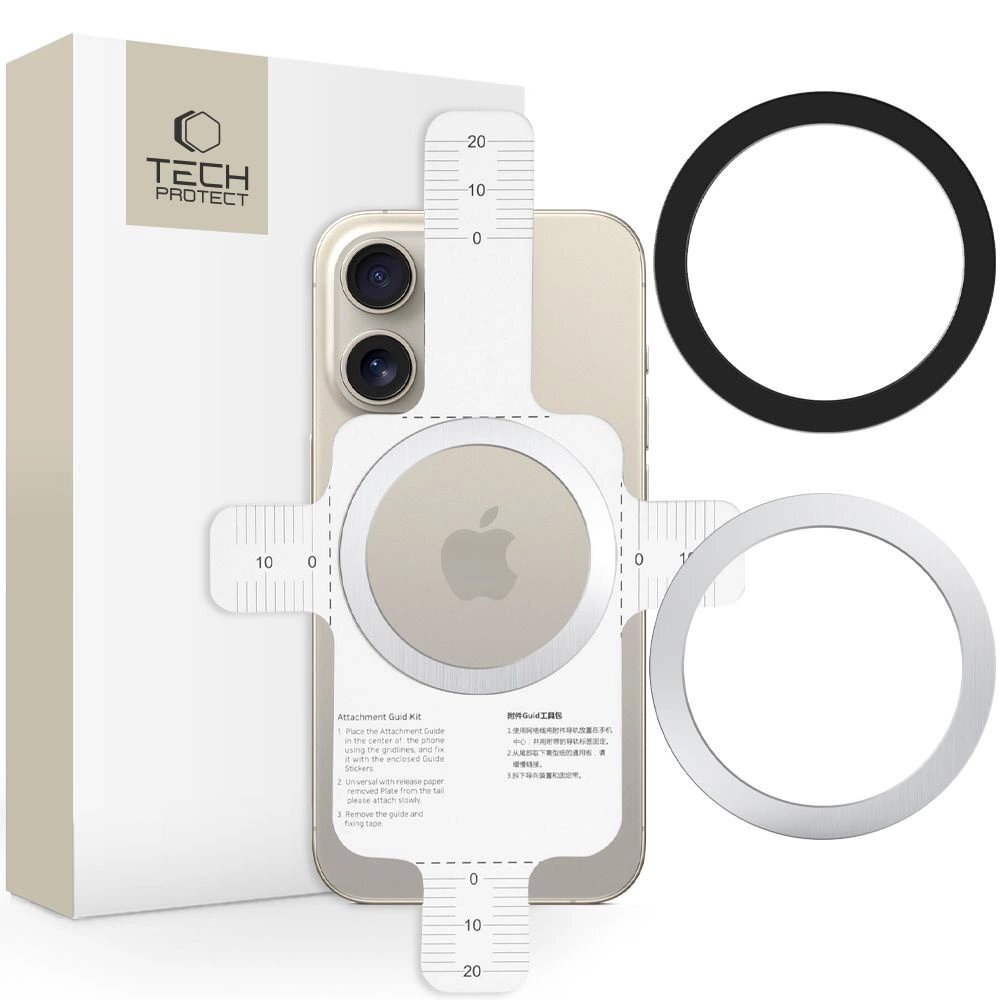 Magnetinis žiedas Tech-Protect MMP-110 2in1 su MagSafe – sidabrinis ir juodas
