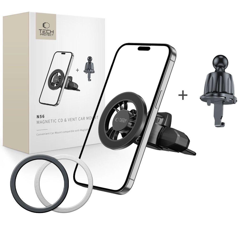 Automobilinis laikiklis Tech-Protect N56 magnetinis MagSafe CD angai – juodas Automobilinis laikiklis Tech-Protect N56 magnetinis MagSafe CD angai – juodas