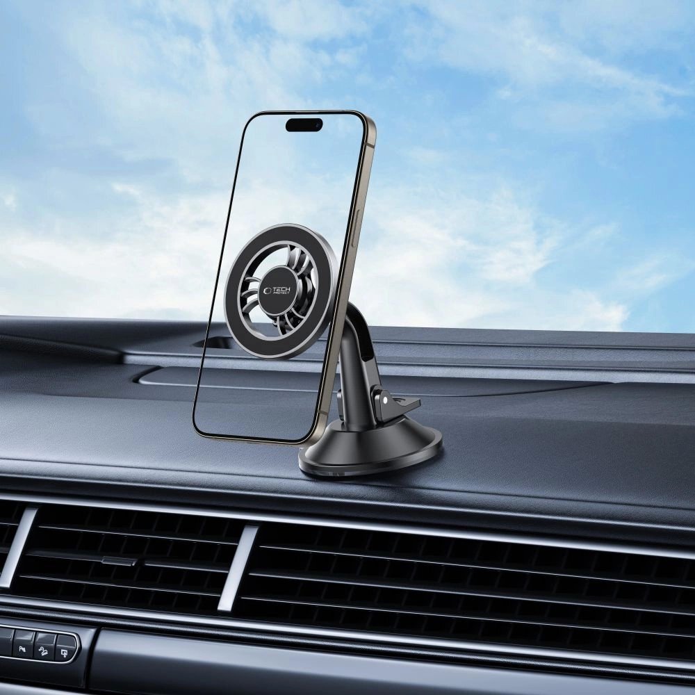 Automobilinis laikiklis Tech-Protect N56 magnetinis MagSafe prietaisų skydeliui ir stiklui – juodas 6 Automobilinis laikiklis Tech-Protect N56 magnetinis MagSafe prietaisų skydeliui ir stiklui – juodas 6