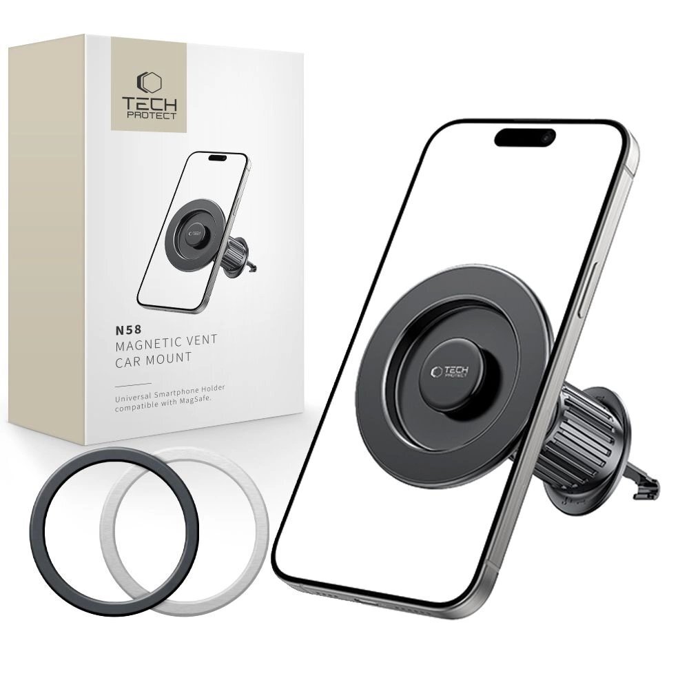 Automobilinis laikiklis Tech-Protect N58 magnetinis su MagSafe vėdinimo angai – juodas Automobilinis laikiklis Tech-Protect N58 magnetinis su MagSafe vėdinimo angai – juodas