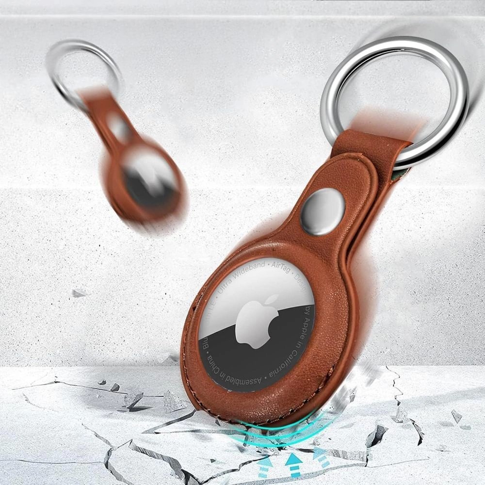 Akcija! Apple AirTag 1/2 dėklas Tech-Protect NaturalFit – rudos spalvos 3