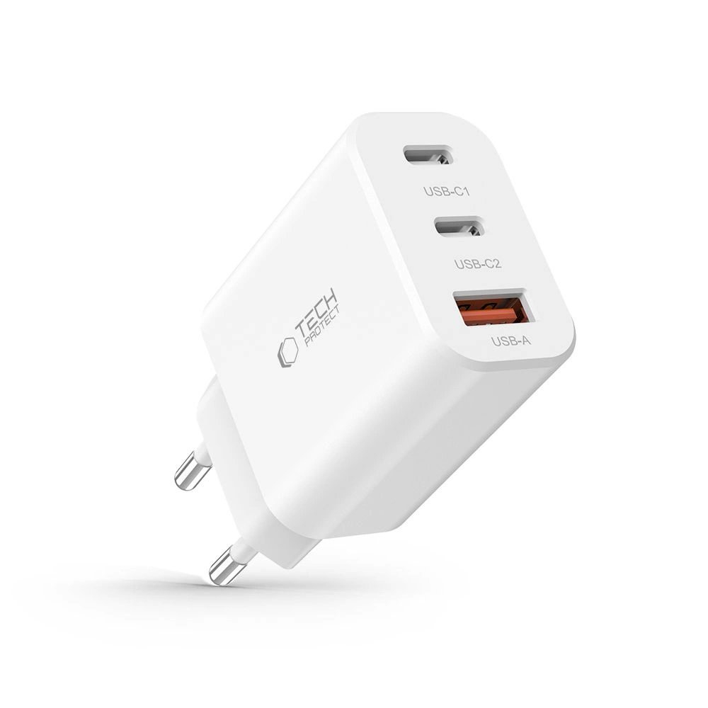 Tech-Protect NC30W network Įkroviklis 2x USB-C PD 30W / USB-A QC 3.0 - baltas 5 Tech-Protect NC30W network Įkroviklis 2x USB-C PD 30W / USB-A QC 3.0 - baltas 5