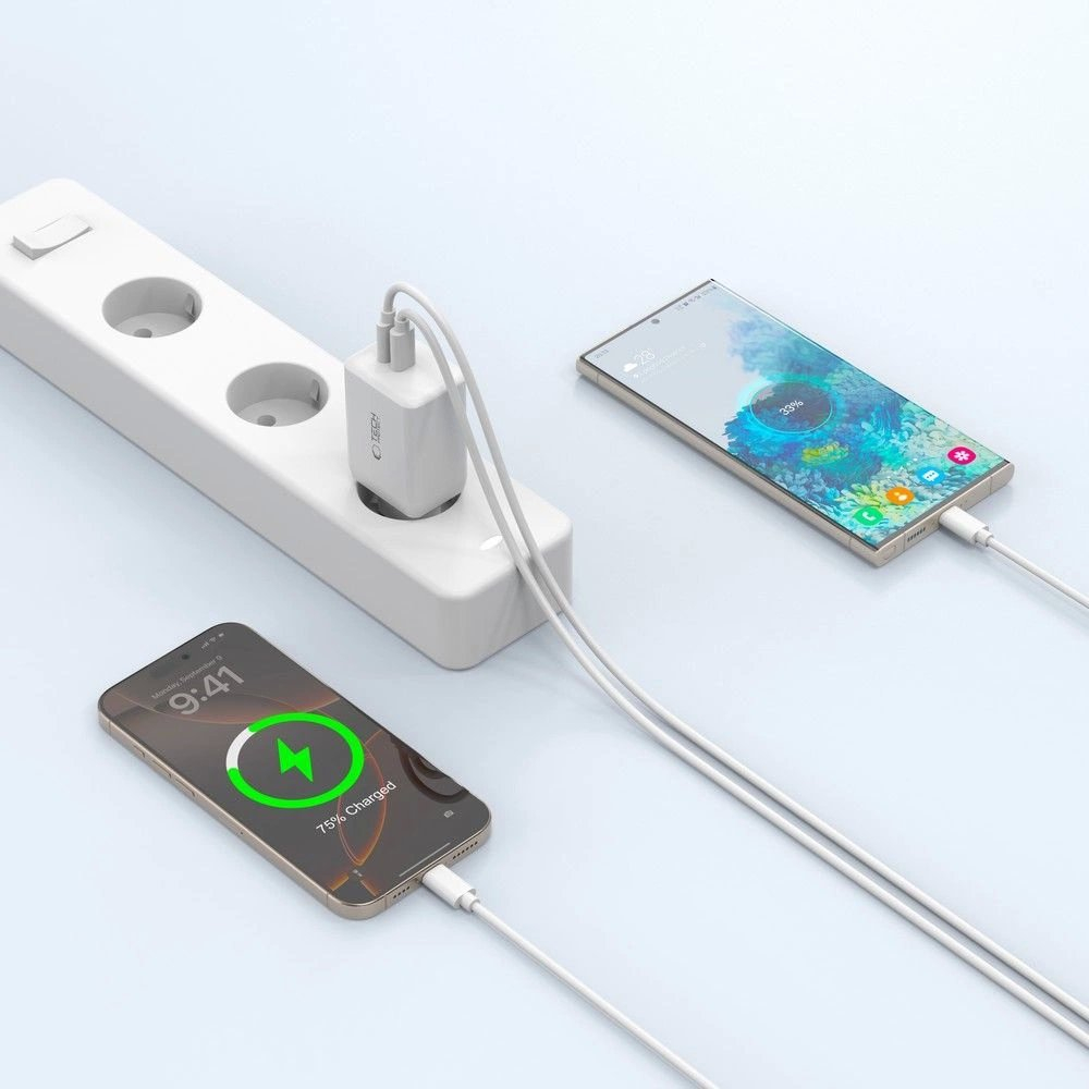 Tech-Protect NC45W-GAN 2-port PD45W įkroviklis + TYPE-C kabelis – baltas 7 Tech-Protect NC45W-GAN 2-port PD45W įkroviklis + TYPE-C kabelis – baltas 7