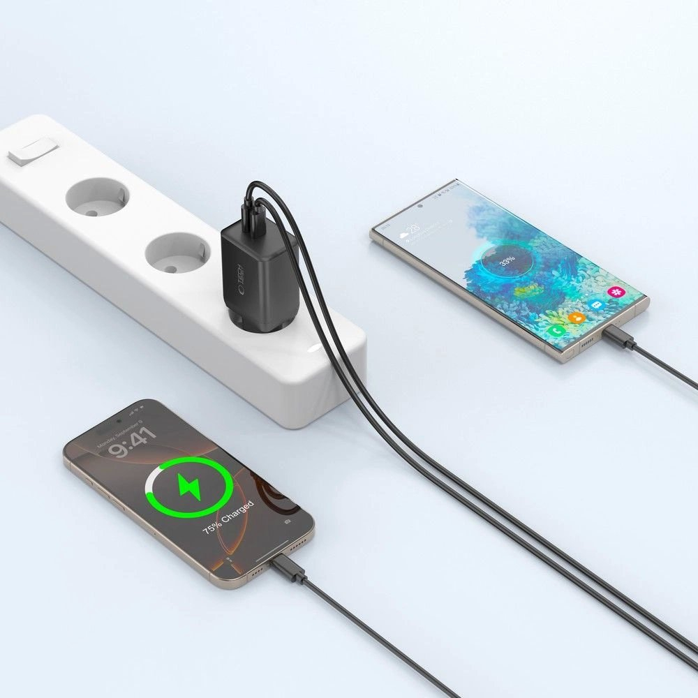 Tech-Protect NC45W-GAN 2-port PD45W sieninis įkroviklis – juodas 5 Tech-Protect NC45W-GAN 2-port PD45W sieninis įkroviklis – juodas 5