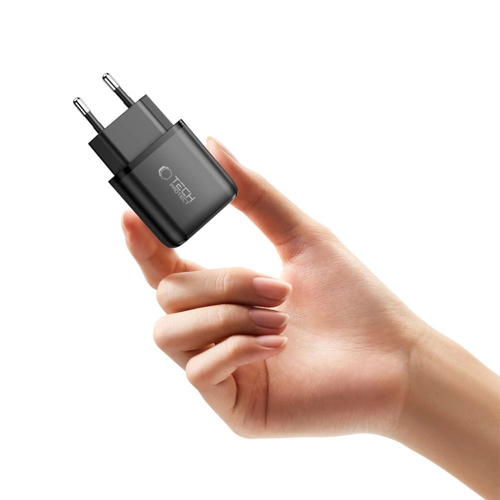 Sieninis įkroviklis Tech-Protect NCA30 PD 30W / QC3.0 USB-A / USB-C – juodas 4