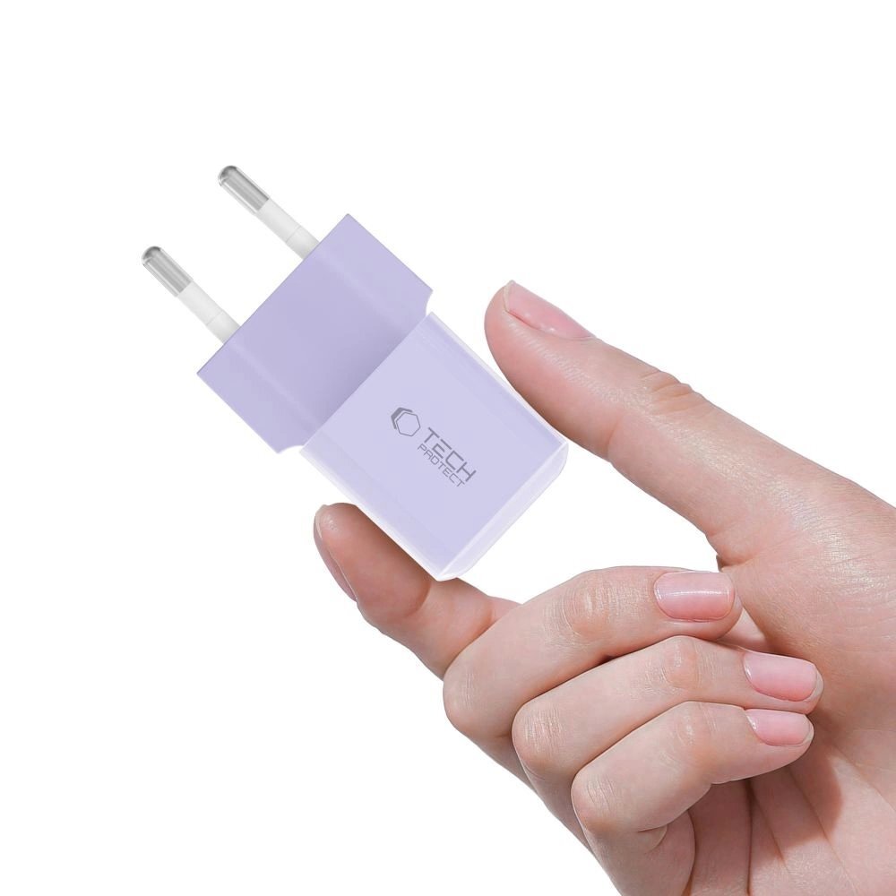 Sieninis įkroviklis Tech-Protect NCM25 USB-C PD 25W – violetinis 4