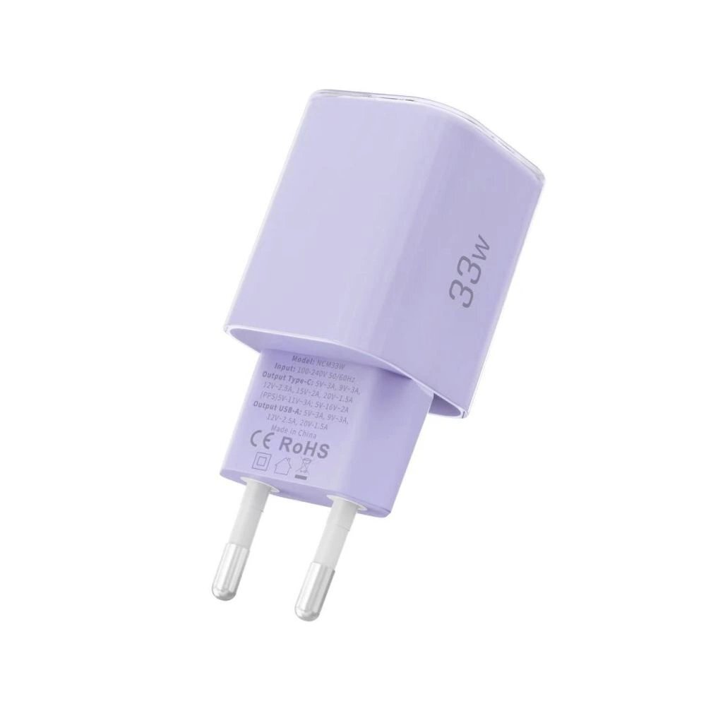 Sieninis įkroviklis Tech-Protect NCM33 PD 33W QC3.0 USB-C / USB-C – violetinis 3 Sieninis įkroviklis Tech-Protect NCM33 PD 33W QC3.0 USB-C / USB-C – violetinis 3