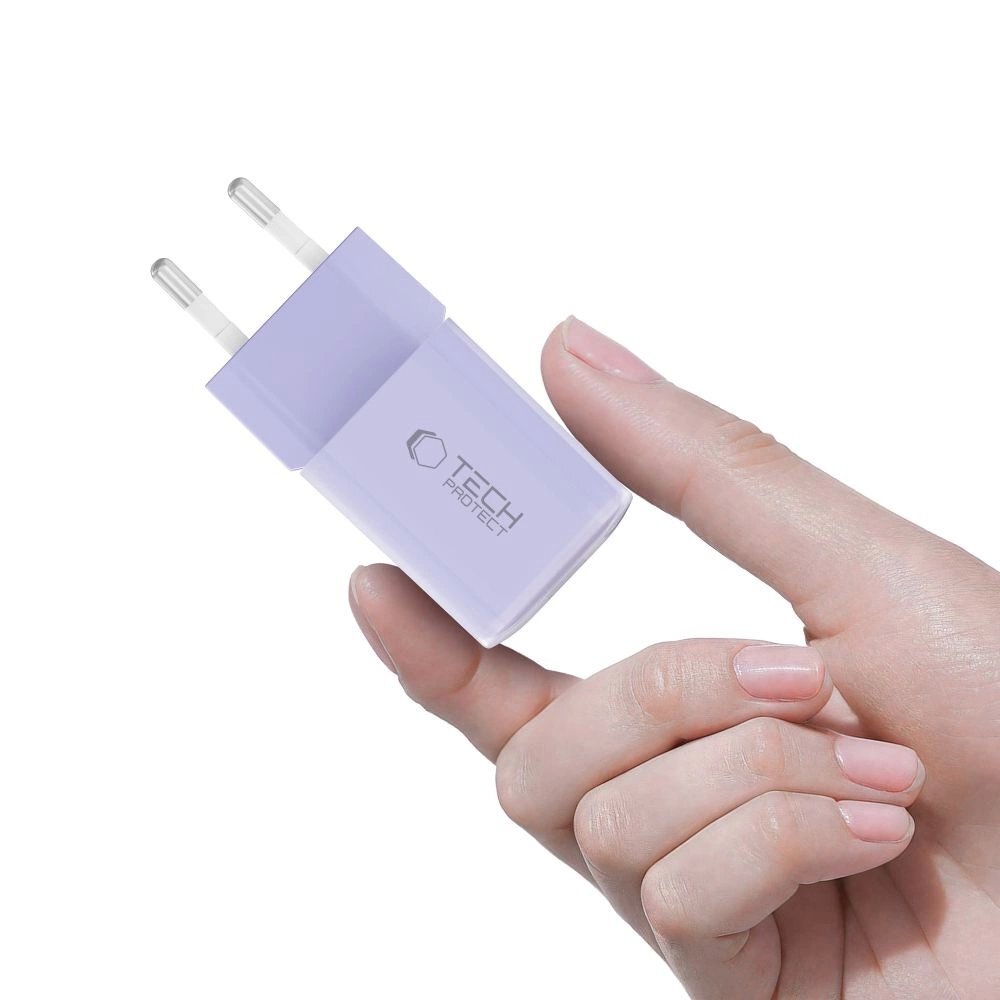 Sieninis įkroviklis Tech-Protect NCM33 PD 33W QC3.0 USB-C / USB-C – violetinis 4 Sieninis įkroviklis Tech-Protect NCM33 PD 33W QC3.0 USB-C / USB-C – violetinis 4