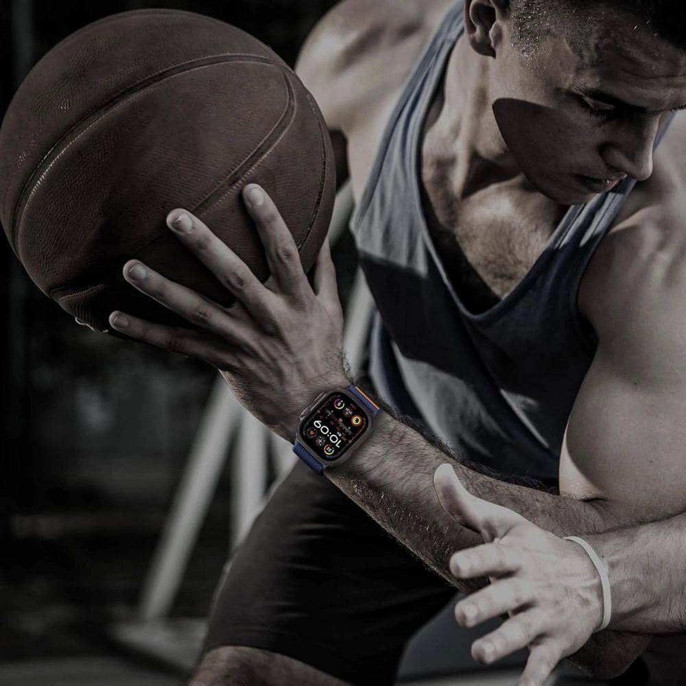 Apple Watch 44 / 45 / 46 / 49 mm Tech-Protect Nylon Clasp nailoninis dirželis – tamsiai mėlynas 4