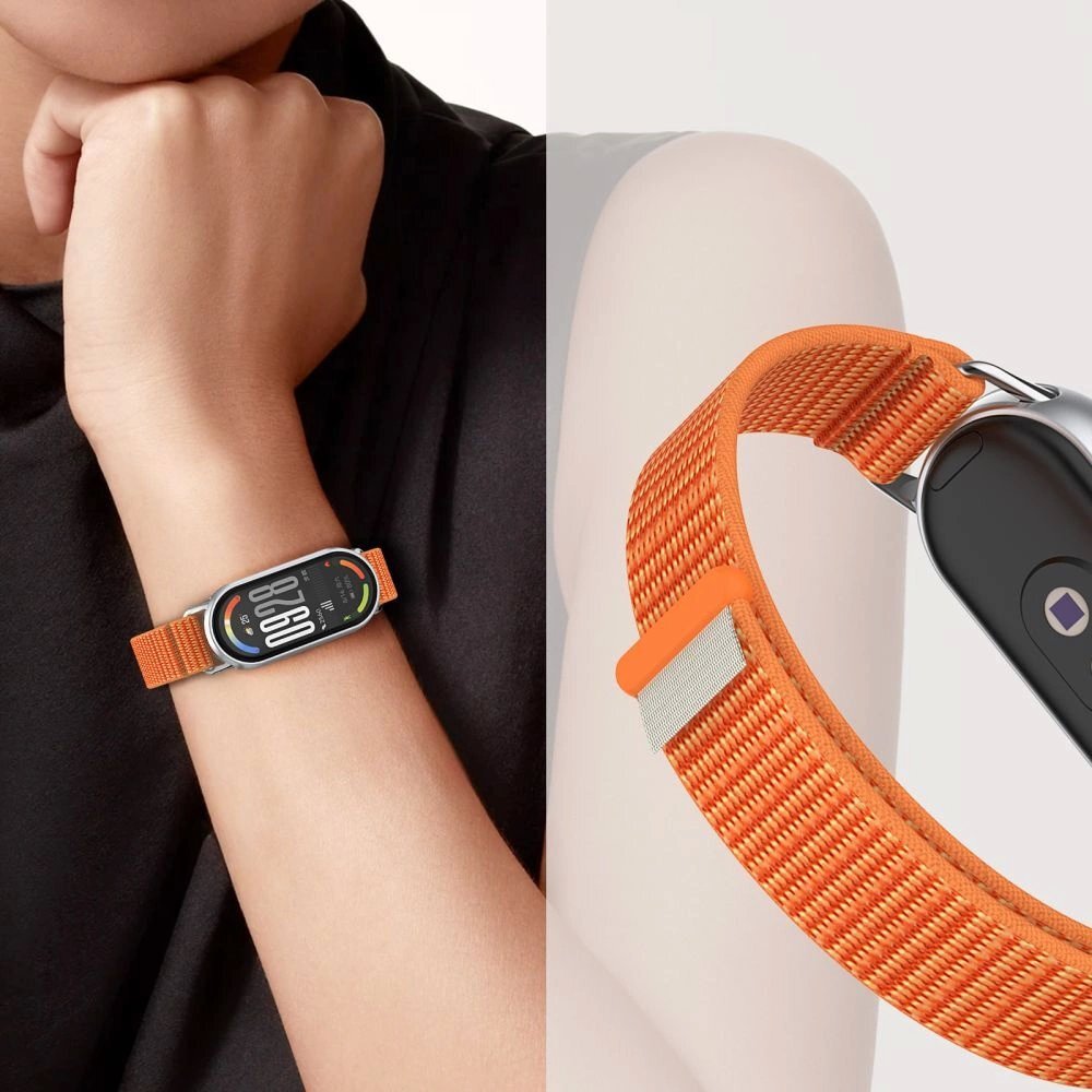 Xiaomi Smart Band 8 / 9 / 10 / NFC Tech-Protect Nylon Pro nailoninis dirželis – oranžinis ir pilkas 2