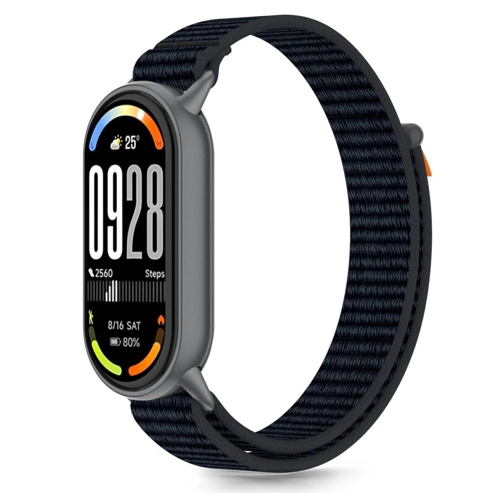 Xiaomi Smart Band 8 / 9 / 10 / NFC Tech-Protect Nylon Pro nailoninis dirželis – juodas ir oranžinis