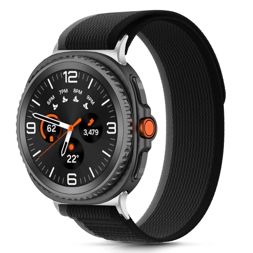 Samsung Galaxy Watch 40/44/46 mm Tech-Protect Nylon Stripe nailoninis dirželis – juodas ir oranžinis 2