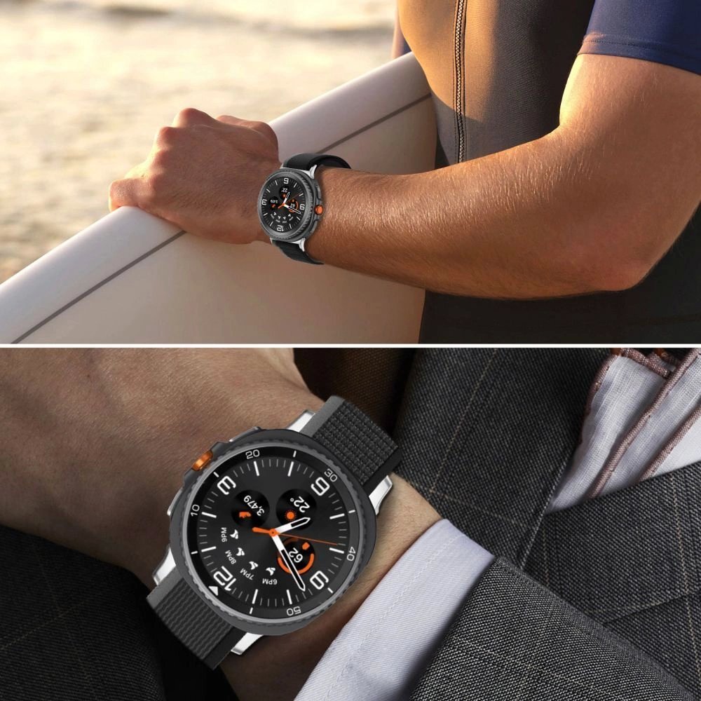 Samsung Galaxy Watch 40/44/46 mm Tech-Protect Nylon Stripe nailoninis dirželis – juodas ir oranžinis 6