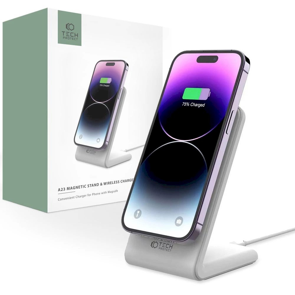 Tech-Protect QI15W-A23 inductive MagSafe 15W Įkroviklis  in the form of a stand - baltas Tech-Protect QI15W-A23 inductive MagSafe 15W Įkroviklis  in the form of a stand - baltas