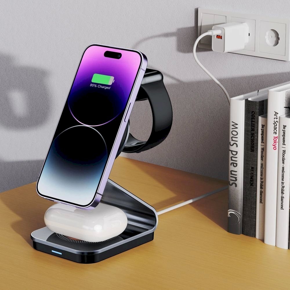 Tech-Protect QI15W-A29 3in1 inductive Įkroviklis MagSafe smartphone / Apple Watch / AirPods - Juodas 6 Tech-Protect QI15W-A29 3in1 inductive Įkroviklis MagSafe smartphone / Apple Watch / AirPods - Juodas 6