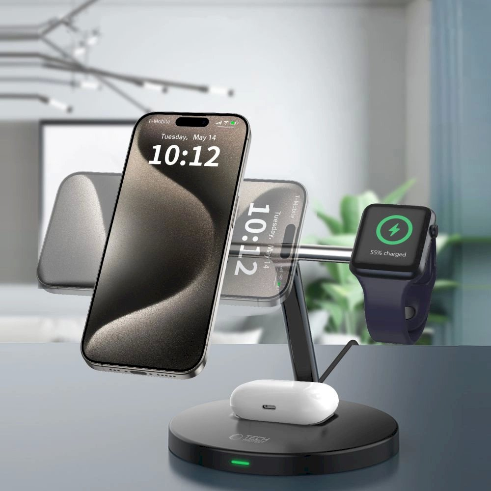 Tech-Protect QI15W-A35 3in1 inductive Įkroviklis MagSafe phone / AirPods / Apple Watch - Juodas 6 Tech-Protect QI15W-A35 3in1 inductive Įkroviklis MagSafe phone / AirPods / Apple Watch - Juodas 6