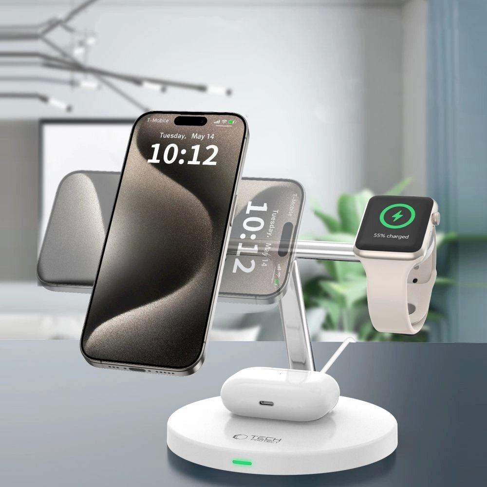 Tech-Protect QI15W-A35 3in1 inductive Įkroviklis MagSafe phone / AirPods / Apple Watch - baltas 6 Tech-Protect QI15W-A35 3in1 inductive Įkroviklis MagSafe phone / AirPods / Apple Watch - baltas 6