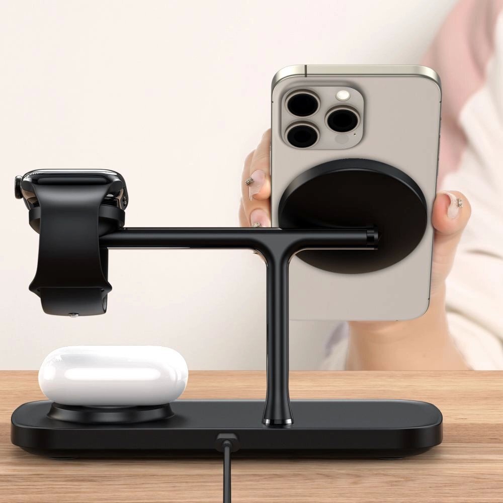 Belaidis įkroviklis Tech-Protect QI15W-A45 3in1 su MagSafe Apple įrenginiams – juodas 7 Belaidis įkroviklis Tech-Protect QI15W-A45 3in1 su MagSafe Apple įrenginiams – juodas 7