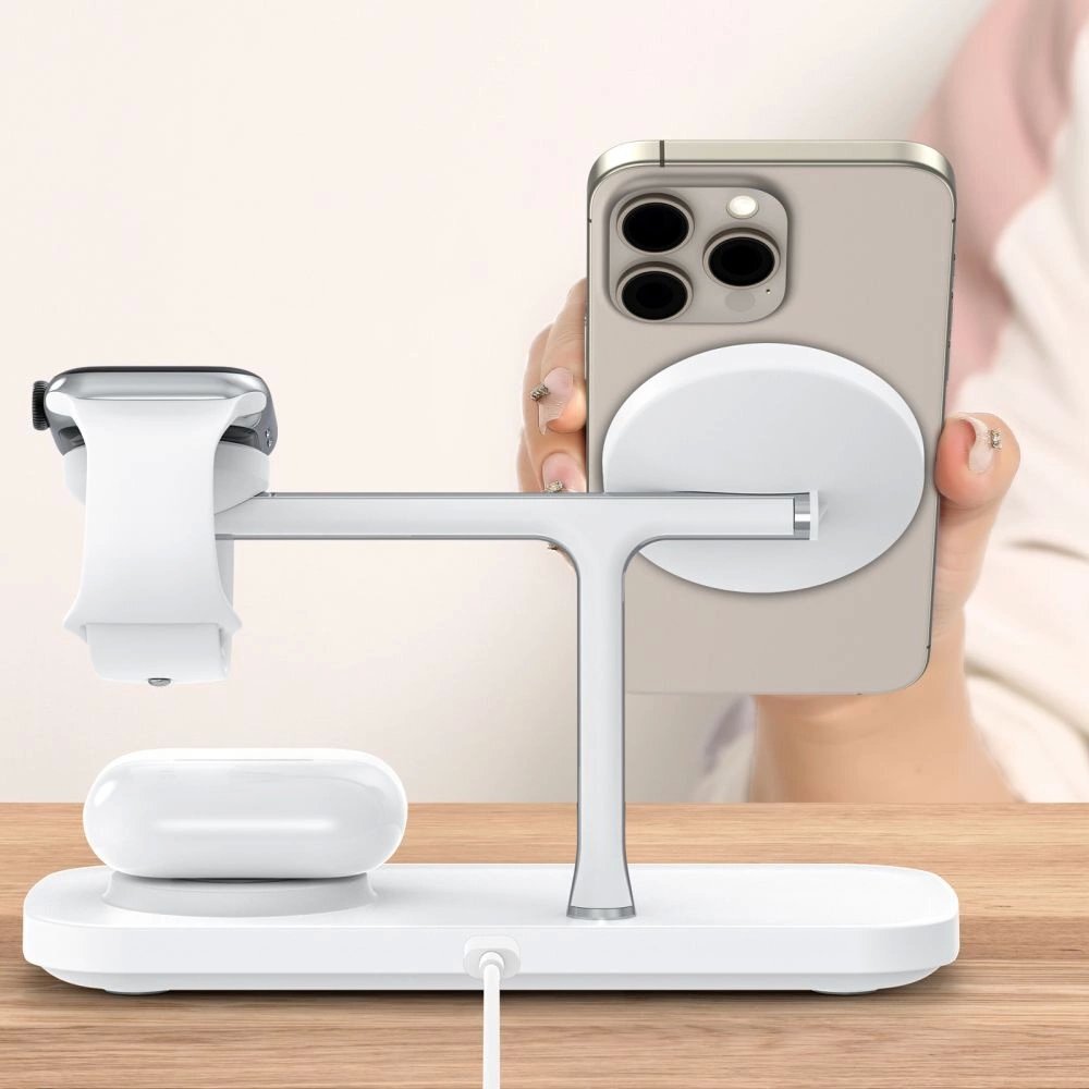 Belaidis įkroviklis Tech-Protect QI15W-A45 3in1 su MagSafe Apple įrenginiams – baltas 7 Belaidis įkroviklis Tech-Protect QI15W-A45 3in1 su MagSafe Apple įrenginiams – baltas 7