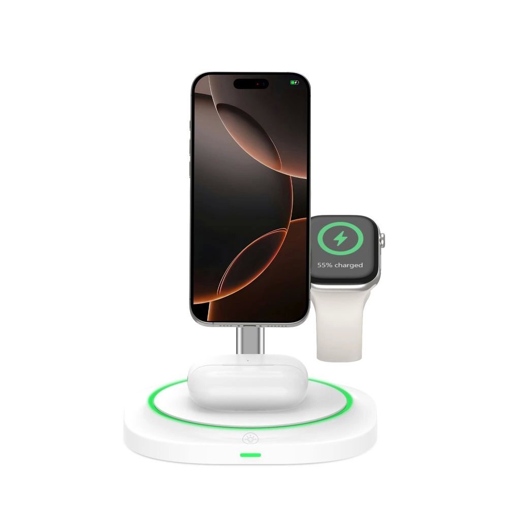 Belaidis įkroviklis Tech-Protect QI15W-A46 3in1 magnetinis indukcinis su MagSafe – baltas 2 Belaidis įkroviklis Tech-Protect QI15W-A46 3in1 magnetinis indukcinis su MagSafe – baltas 2