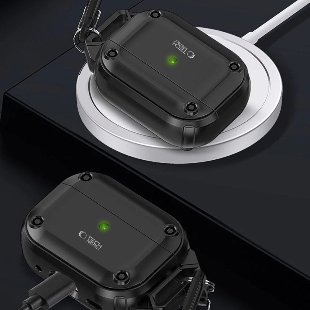 Dėklas Tech-Protect Rough Hook Carabiner for Apple AirPods Pro 1 / 2 - Juodas 6 Dėklas Tech-Protect Rough Hook Carabiner for Apple AirPods Pro 1 / 2 - Juodas 6