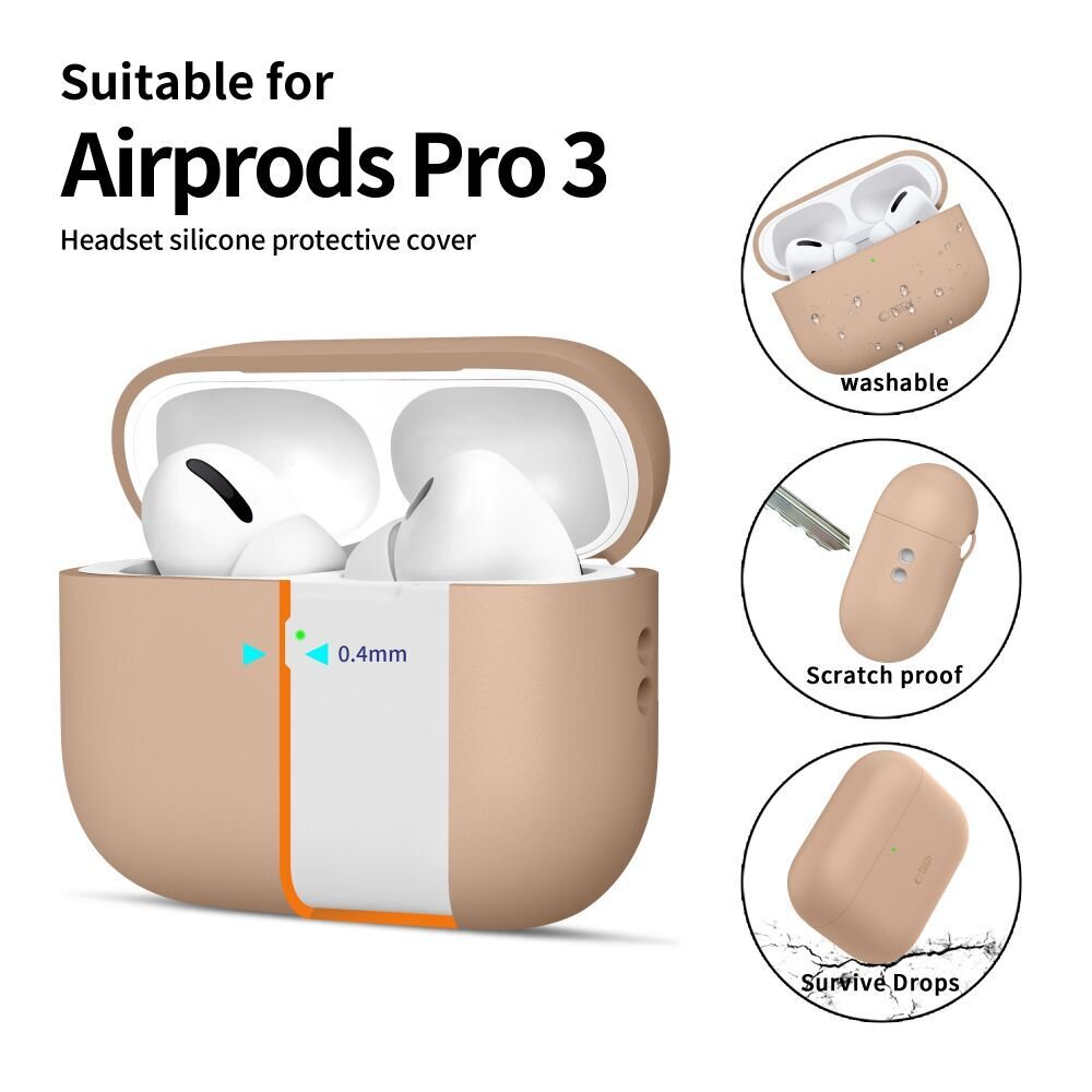 AirPods Pro 3 Tech-Protect silikoninis dėklas – smėlinis 3 AirPods Pro 3 Tech-Protect silikoninis dėklas – smėlinis 3