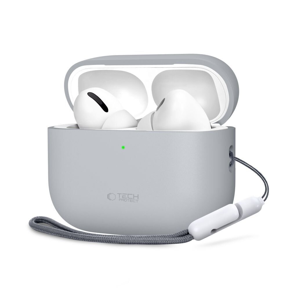 AirPods Pro 3 Tech-Protect silikoninis dėklas – pilkas AirPods Pro 3 Tech-Protect silikoninis dėklas – pilkas
