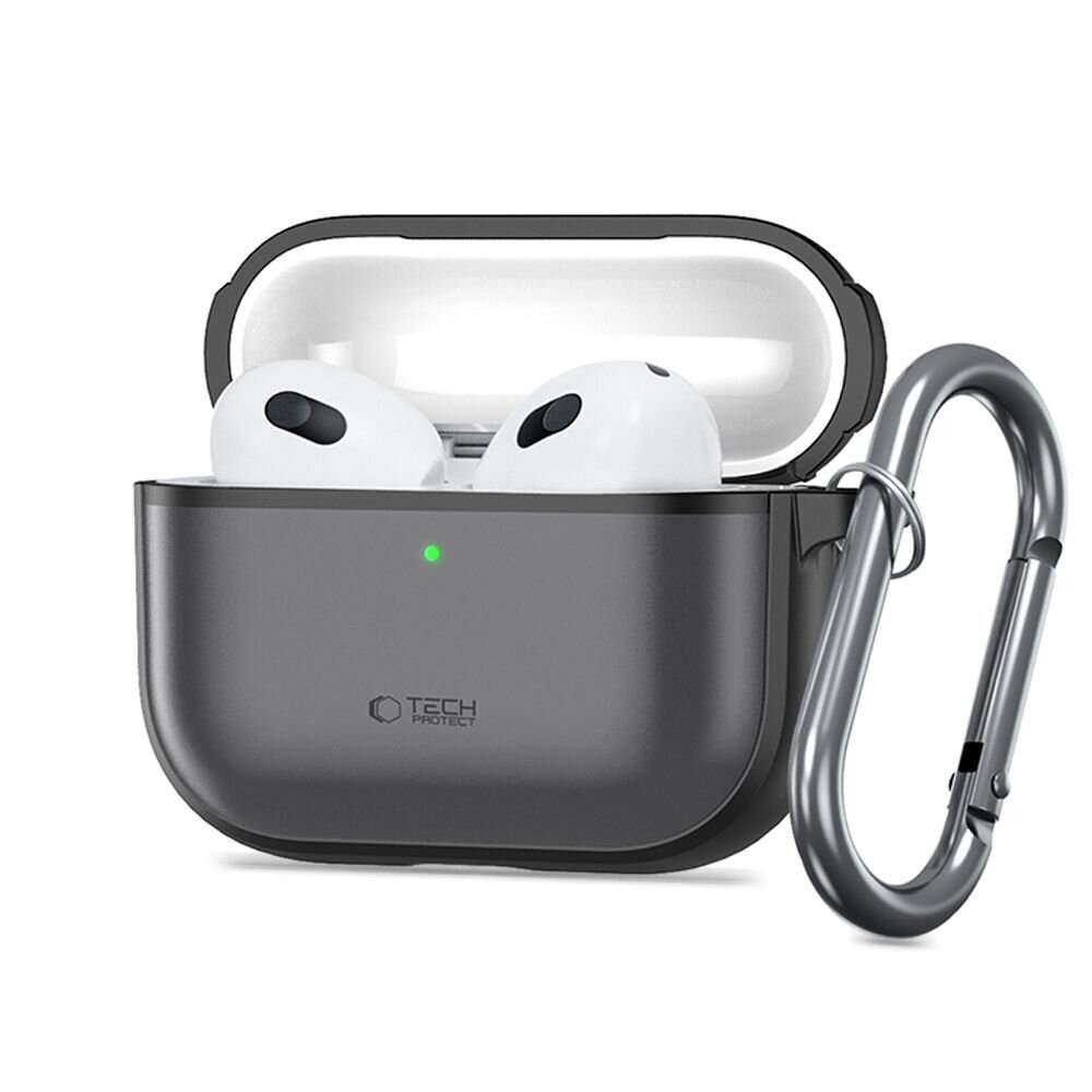 AirPods Pro 3 Tech-Protect silikoninis dėklas – matinės juodos spalvos AirPods Pro 3 Tech-Protect silikoninis dėklas – matinės juodos spalvos