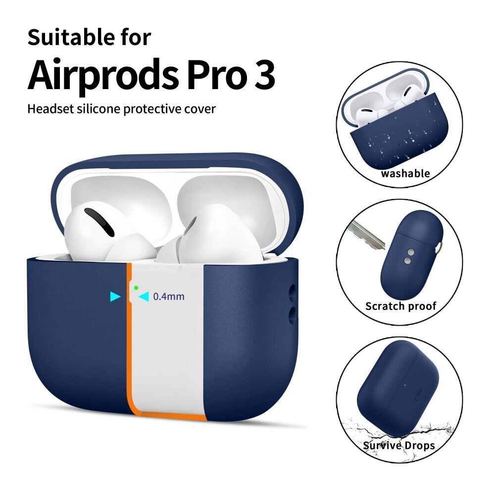 AirPods Pro 3 Tech-Protect silikoninis dėklas – tamsiai mėlynas 3