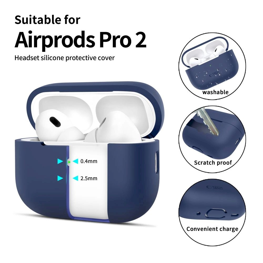Tech-Protect Silicone Dėklas Apple AirPods Pro 1 / 2 - Mėlynas 1 Tech-Protect Silicone Dėklas Apple AirPods Pro 1 / 2 - Mėlynas 1