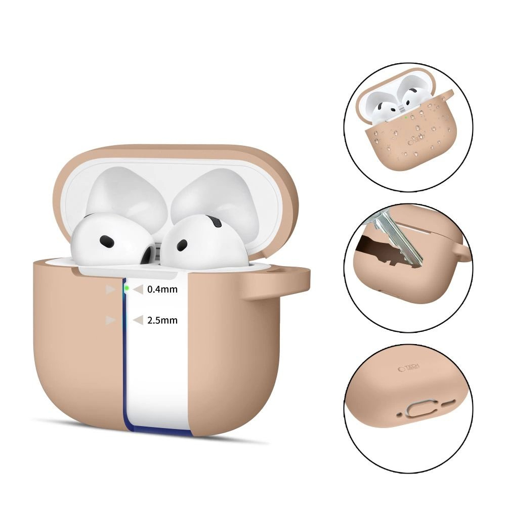 Tech-Protect Silicone Hook Dėklas AirPods 4 - Beige 1 Tech-Protect Silicone Hook Dėklas AirPods 4 - Beige 1