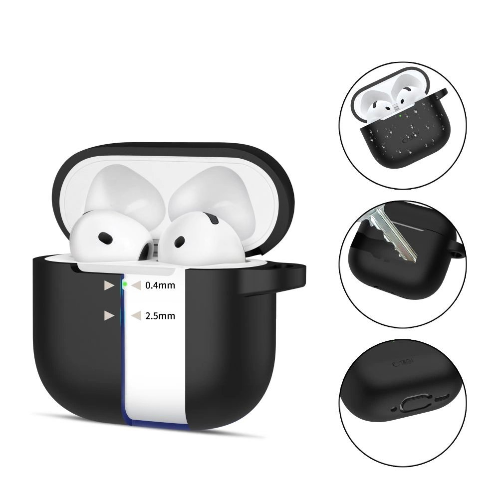 Tech-Protect Silicone Hook Dėklas AirPods 4 - Juodas 1 Tech-Protect Silicone Hook Dėklas AirPods 4 - Juodas 1