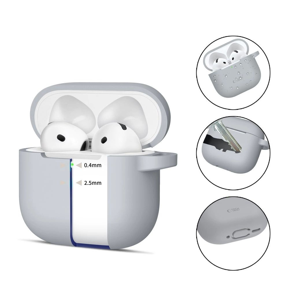 Tech-Protect Silicone Hook Dėklas AirPods 4 - Pilkas 1 Tech-Protect Silicone Hook Dėklas AirPods 4 - Pilkas 1