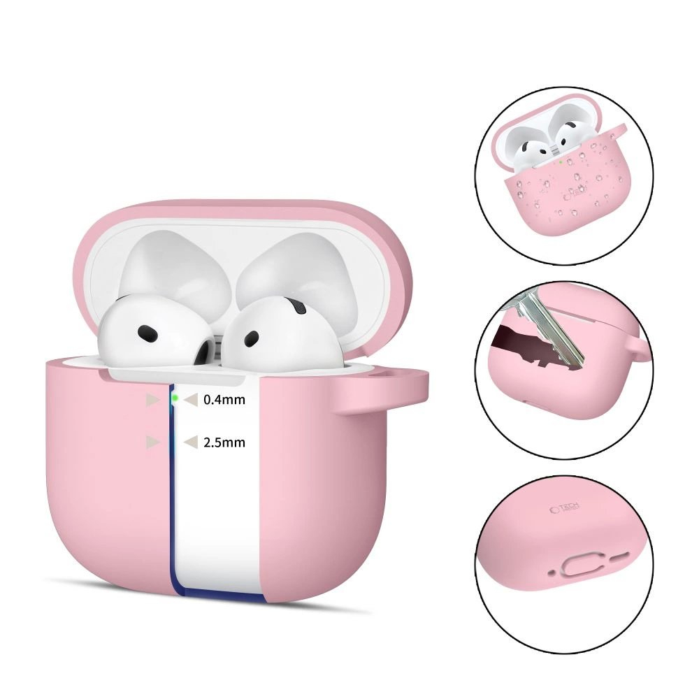 Tech-Protect Silicone Hook Dėklas AirPods 4 - Rožinis 1 Tech-Protect Silicone Hook Dėklas AirPods 4 - Rožinis 1