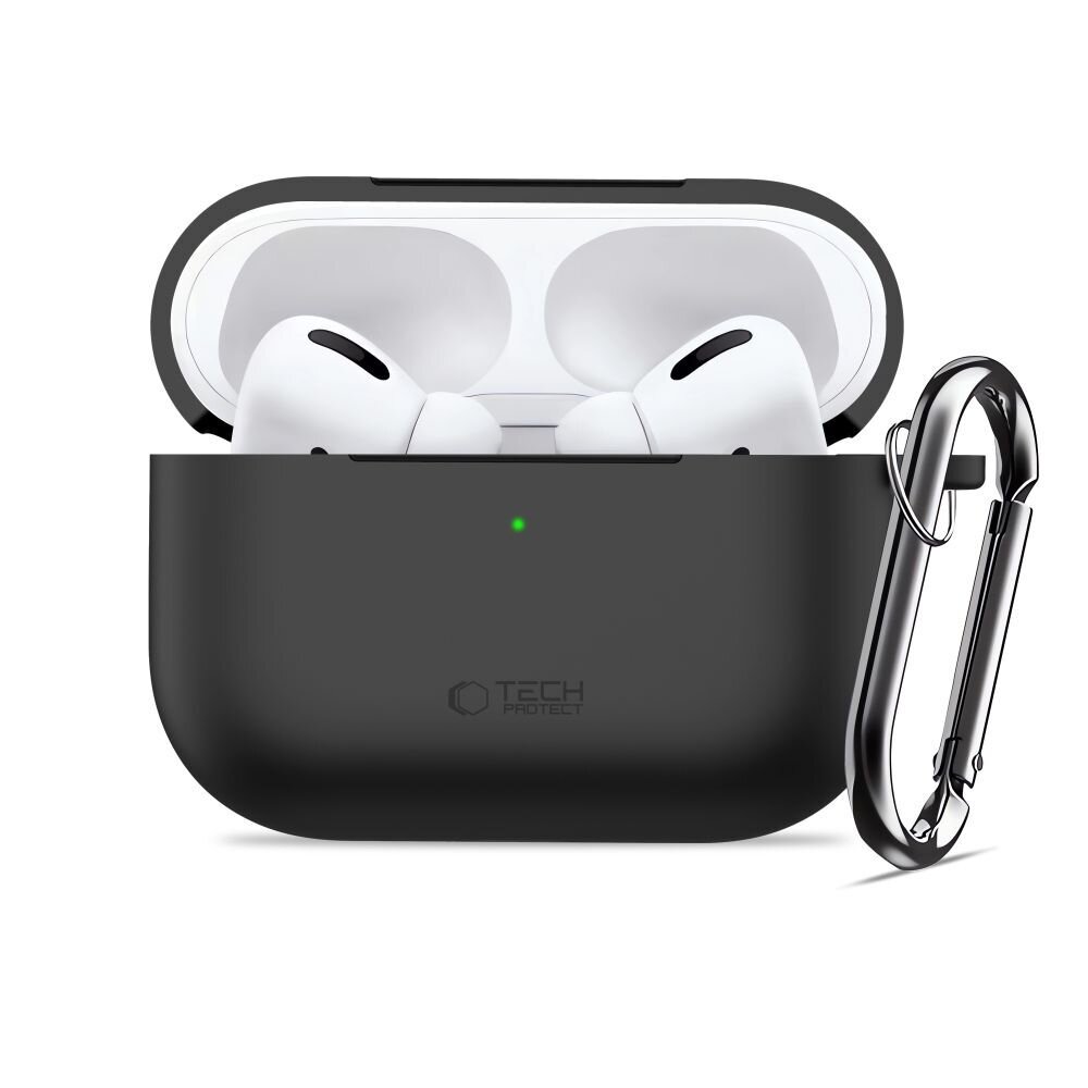 AirPods Pro 3 Tech-Protect silikoninis dėklas su kabliuku – juodas 2 AirPods Pro 3 Tech-Protect silikoninis dėklas su kabliuku – juodas 2