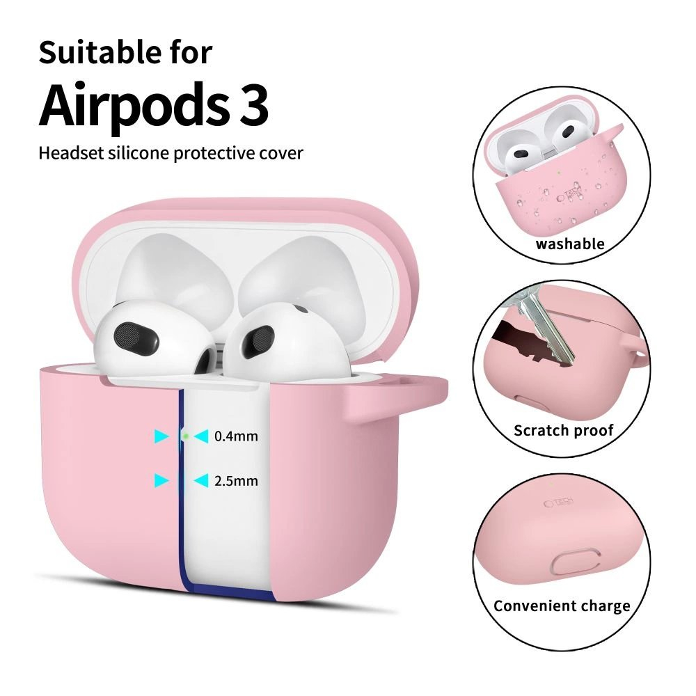 Tech-Protect Silicone Hook Dėklas Apple AirPods 3 - Rožinis 1 Tech-Protect Silicone Hook Dėklas Apple AirPods 3 - Rožinis 1