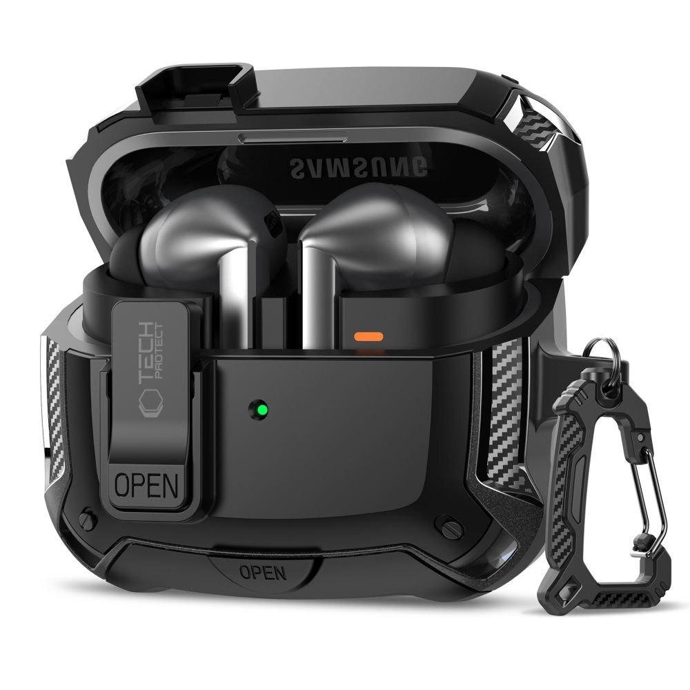 Samsung Galaxy Buds 3 / 3 FE / 3 Pro Tech-Protect Silicone Hook dėklas – juodas