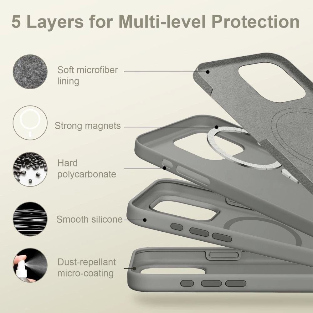 Tech-Protect Silicone MagSafe Dėklas iPhone 16 Pro Max - Pilkas 3 Tech-Protect Silicone MagSafe Dėklas iPhone 16 Pro Max - Pilkas 3