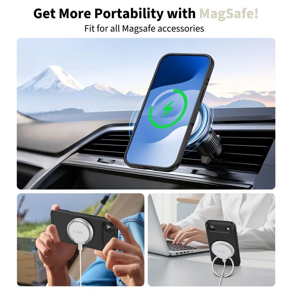 iPhone 17 Air Tech-Protect silikoninis dėklas su MagSafe – juodas 2