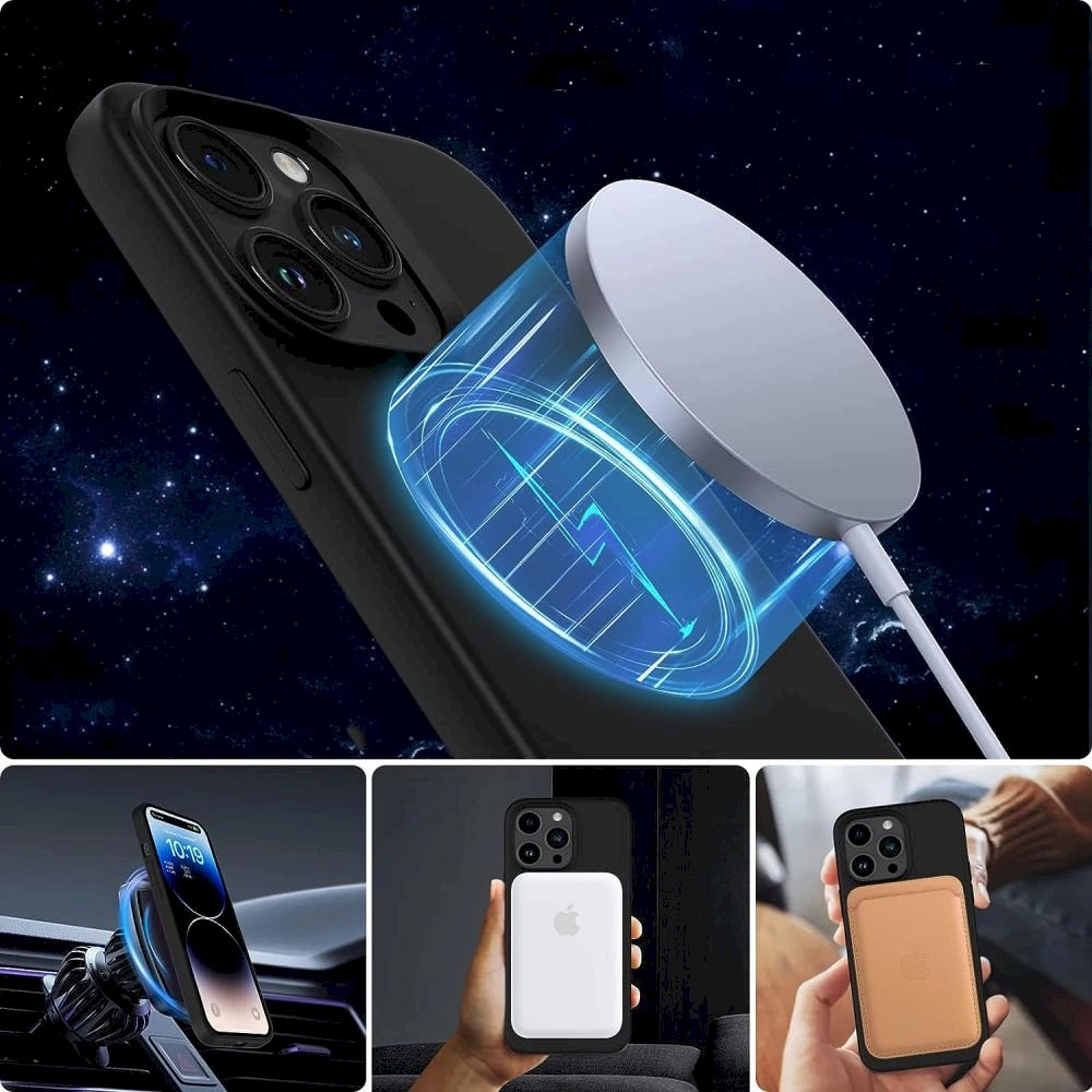 Tech-Protect Silicone MagSafe iPhone 15 Dėklas - Matte Juodas 1 Tech-Protect Silicone MagSafe iPhone 15 Dėklas - Matte Juodas 1