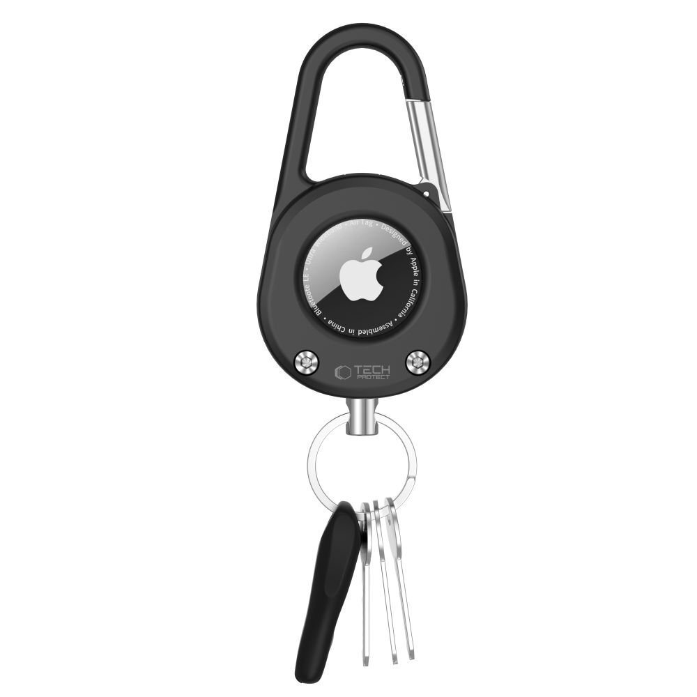 Apple AirTag 1/2 Tech-Protect SlideLock Carabiner Keychain dėklas – juodas 1