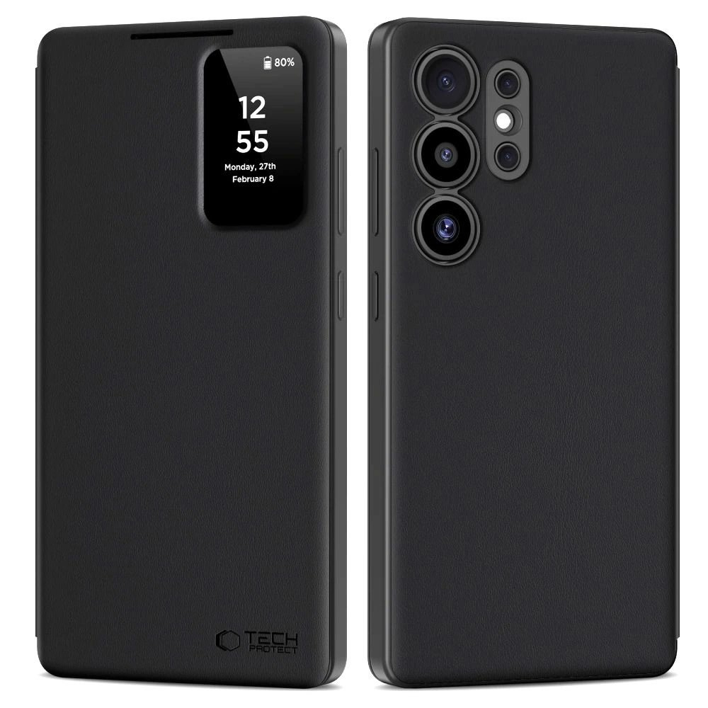 Samsung Galaxy S25 Ultra – Tech-Protect Smart Wallet dėklas - Matinis juodas