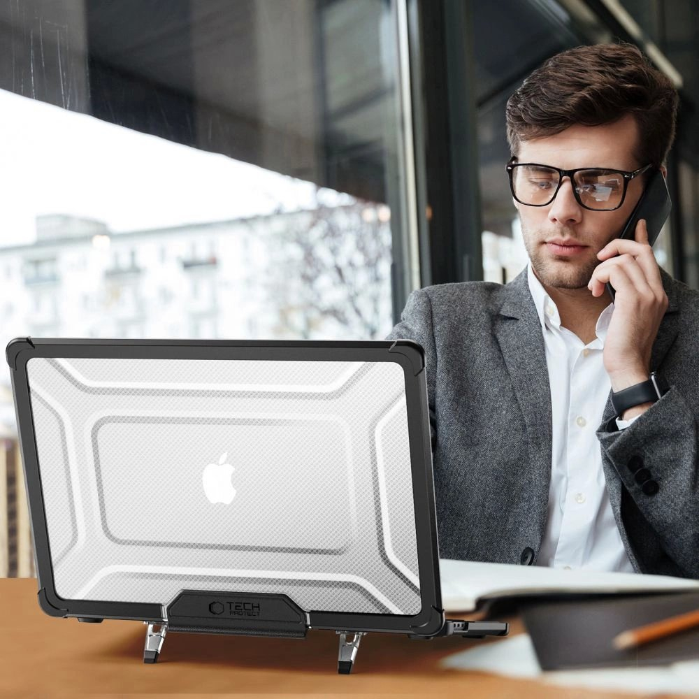 MacBook Air 13" 2023–2025 M2 / M3 / M4 – Tech-Protect SmartShell Pro dėklas - Skaidrus/Juodas 7