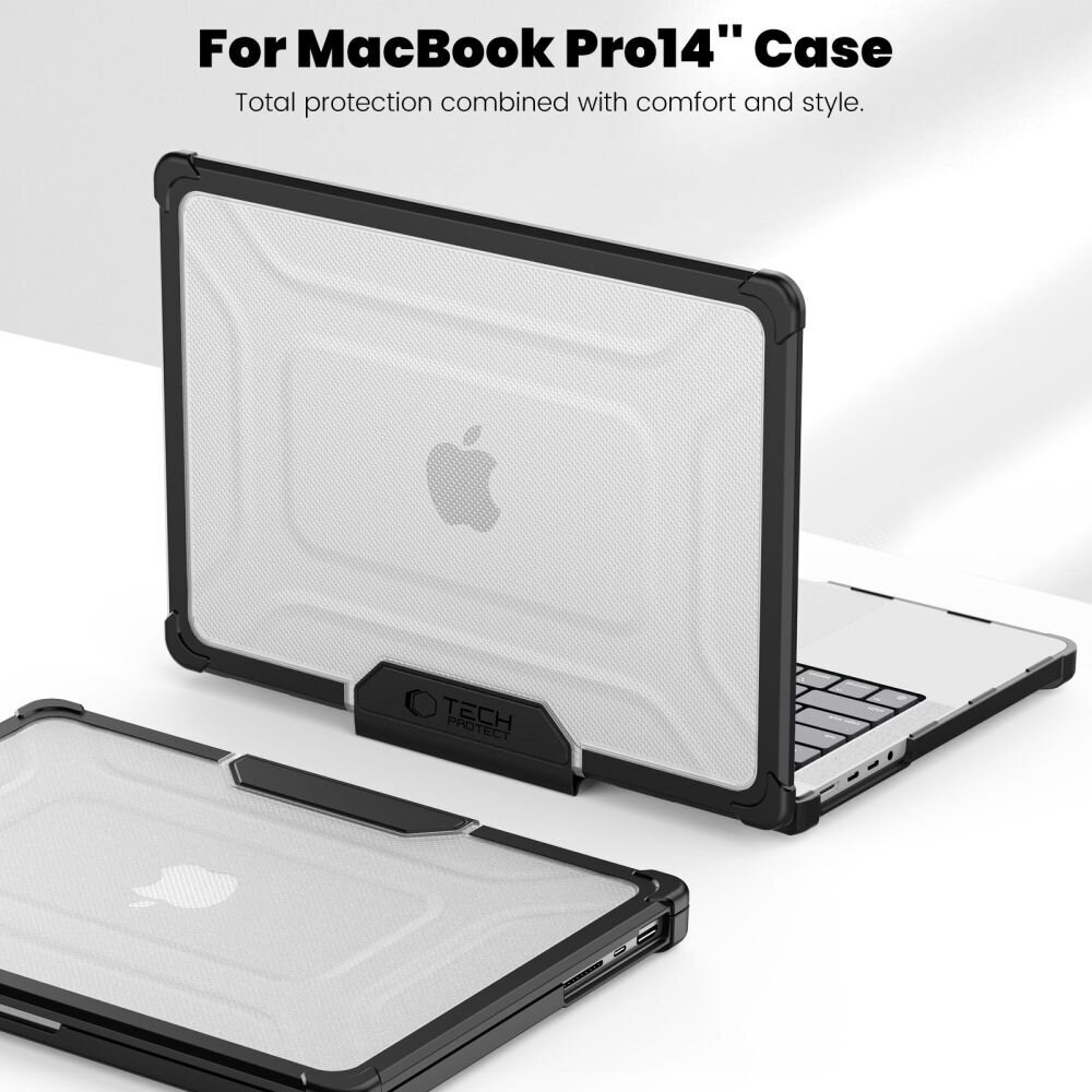 MacBook Pro 14" (M1 / M2 / M3 / M4 / M5, 2021–2025) Tech-Protect SmartShell Pro dėklas – juodas / skaidrus 4