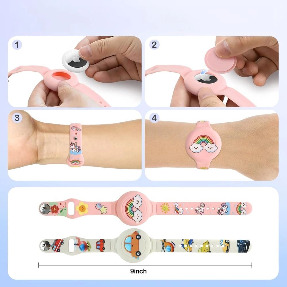 Apple AirTag 1/2 vaikams skirtas 2 dėklų rinkinys Tech-Protect Smooth – daugiaspalvis 5