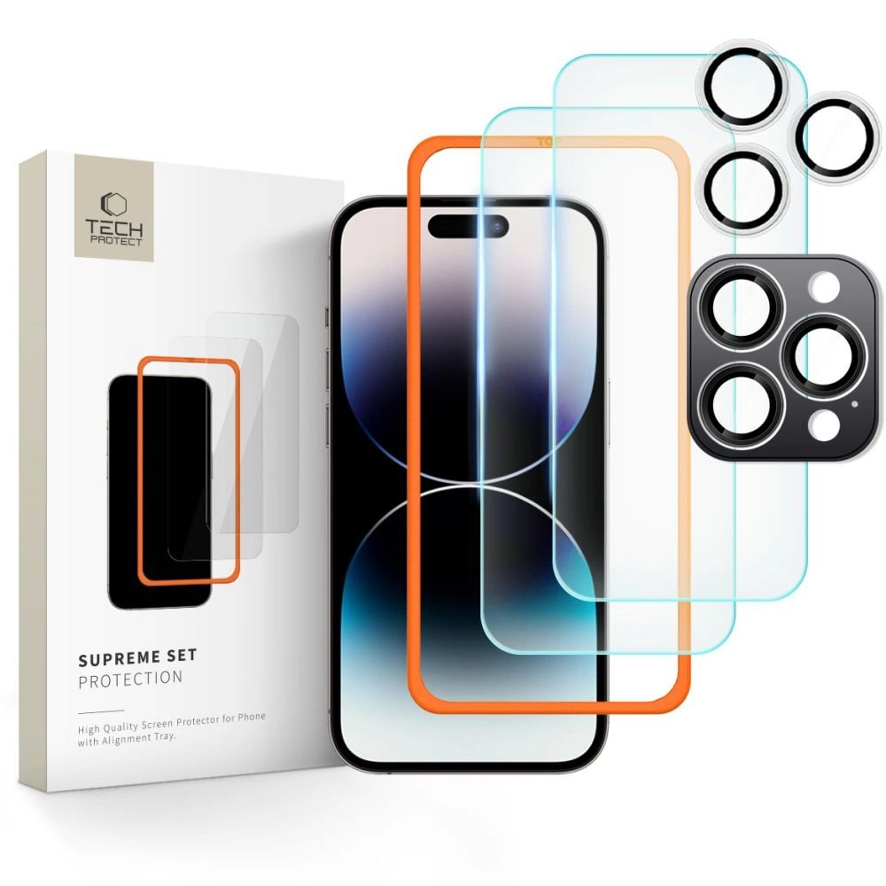 Tech-Protect Supreme Set Apsauginis stiklas iPhone 16 Pro - transparent (3 pcs.) Tech-Protect Supreme Set Apsauginis stiklas iPhone 16 Pro - transparent (3 pcs.)