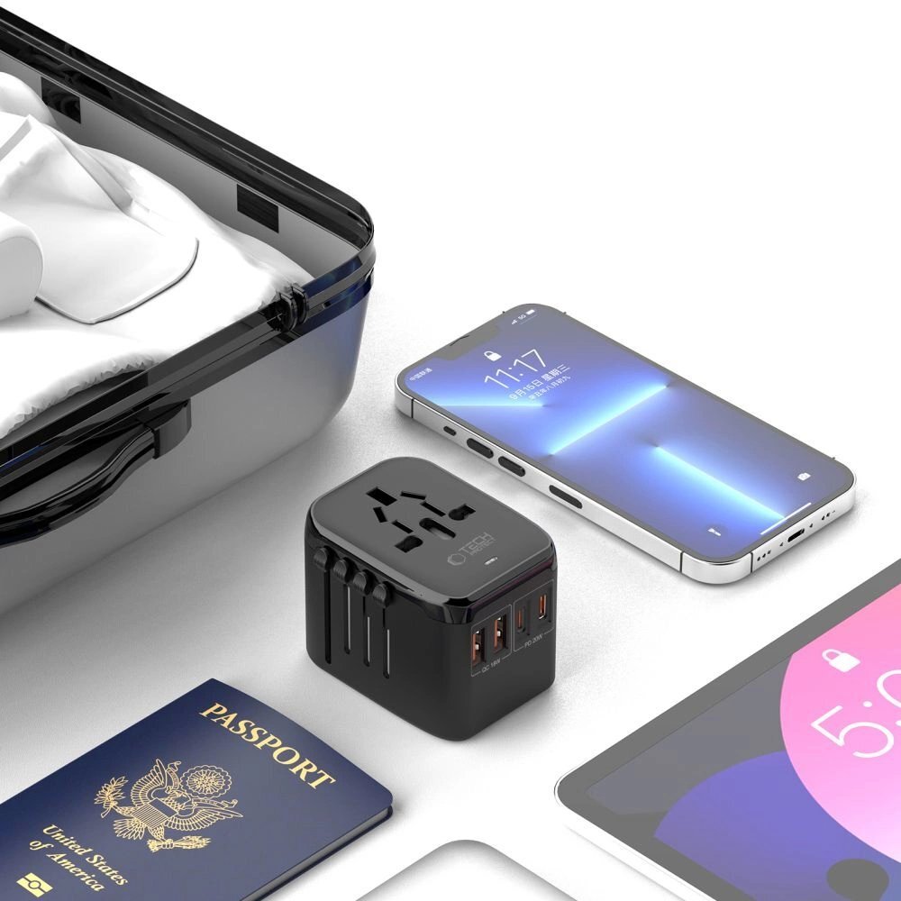 Kelioninis adapteris Tech-Protect TA200 EU / UK / US / AU – juodas 6