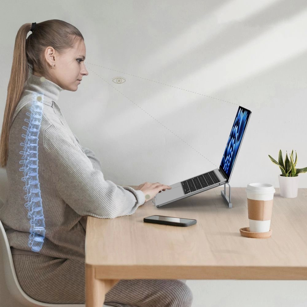 Tech-Protect ULS100 Universalus stovas nešiojamam kompiuteriui iki 16" – sidabrinis 6